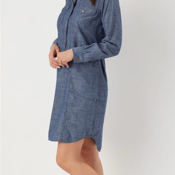 Duluth Trading Blue Denim Chambray Shirt Dress - Picture 6 of 7